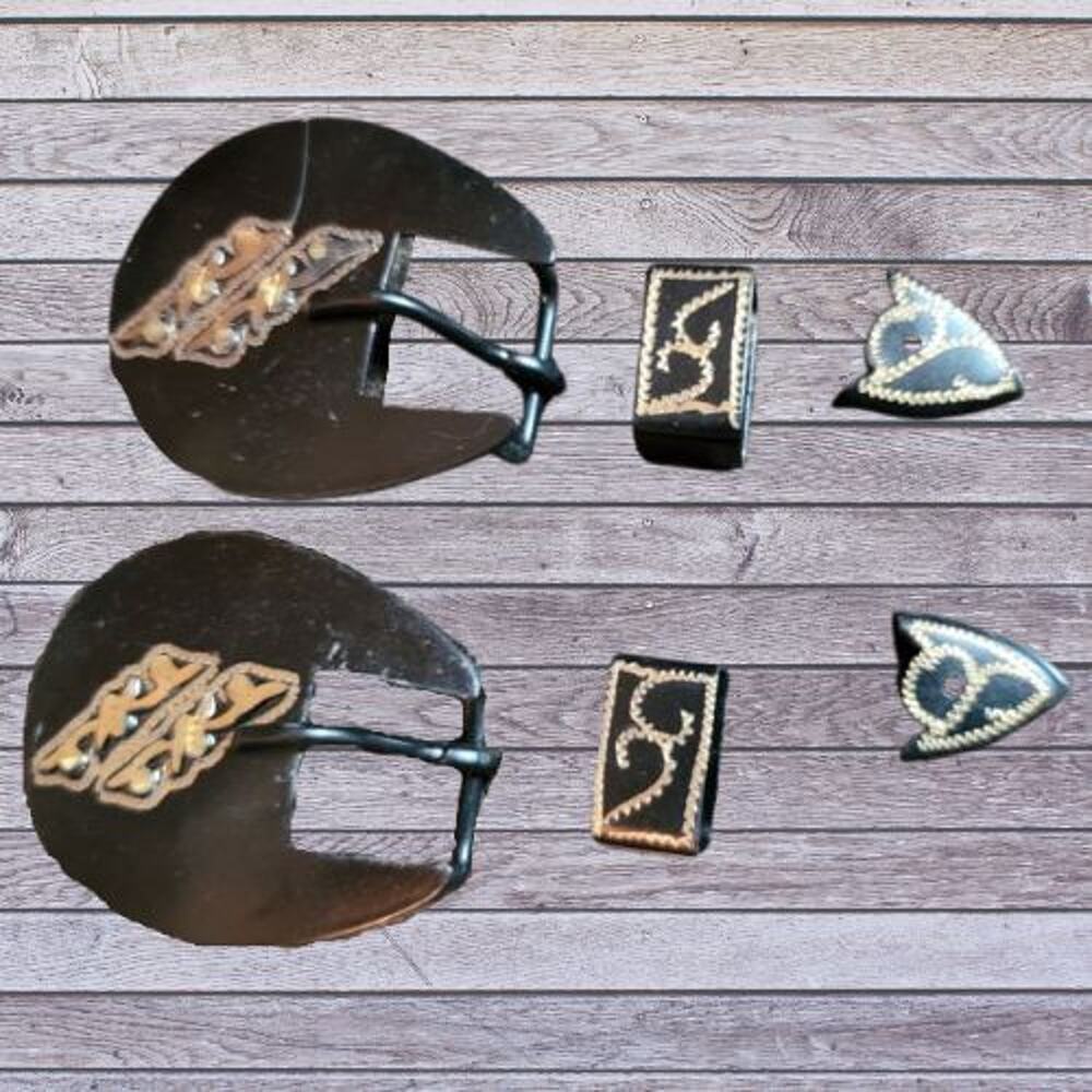 Bridle Trim Set Black Steel silver Action Company with Jewelers Brass
